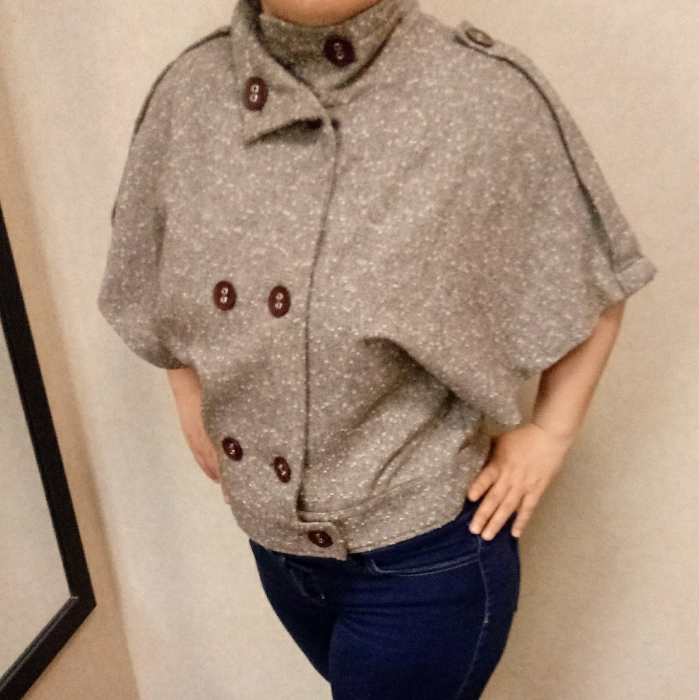 Maroon beige mix short sleeve jacket